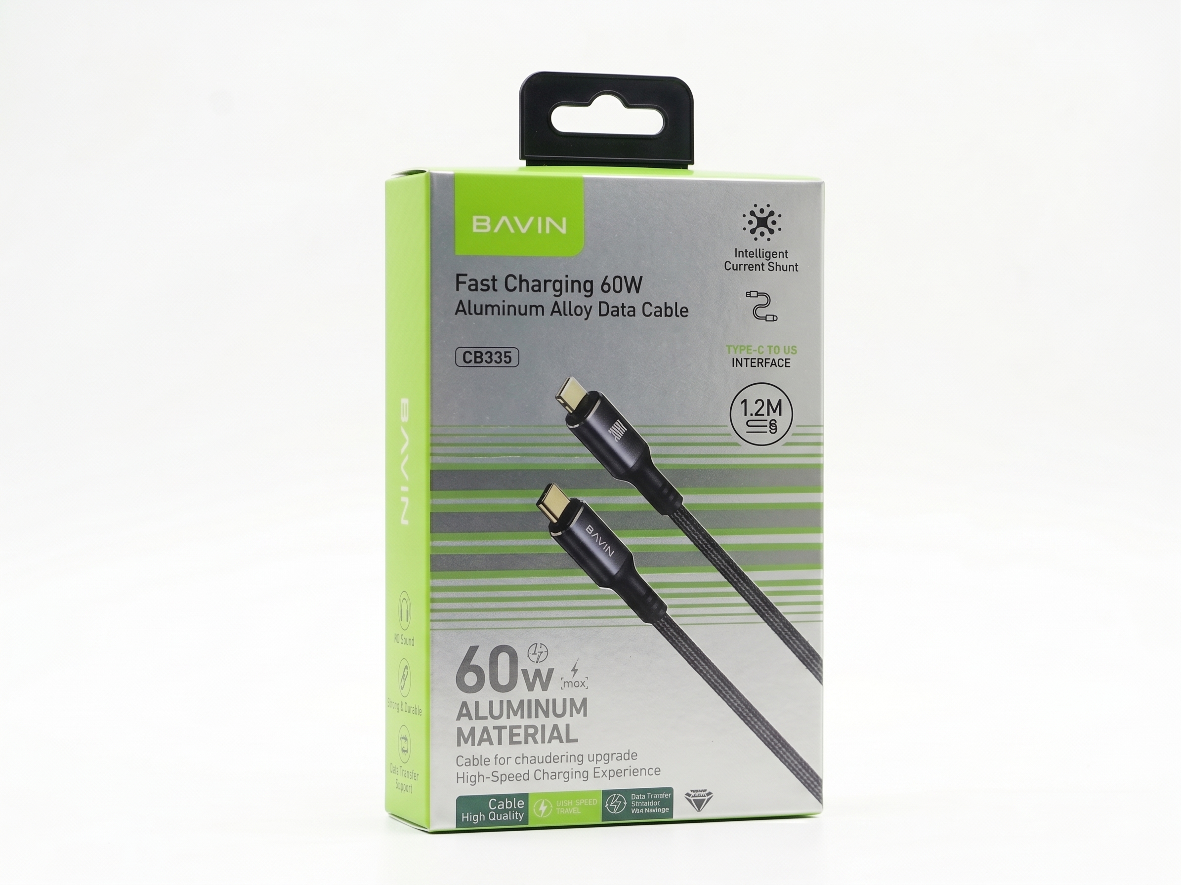 BAVIN CB335 60W Type-C to Type-C Aluminum Alloy Cable 1.2M